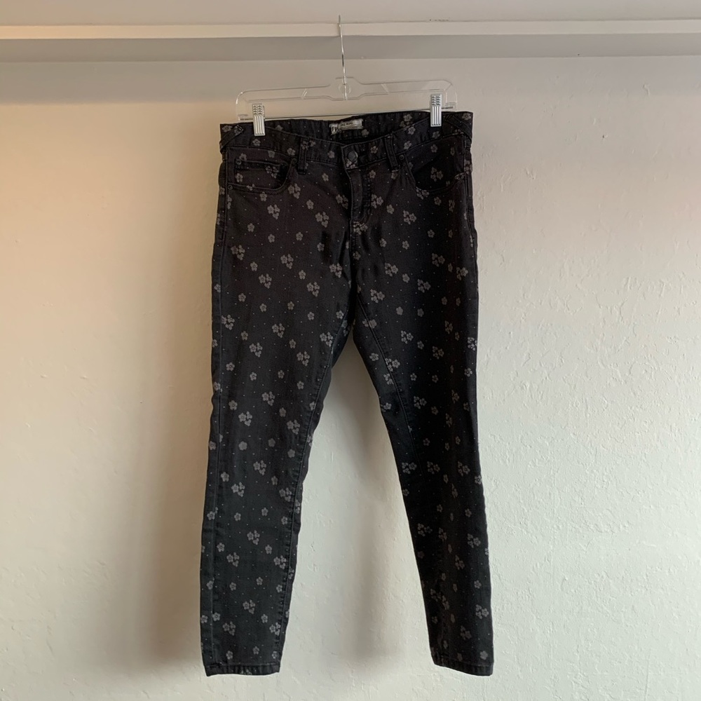 Free People daisy printed denim crops